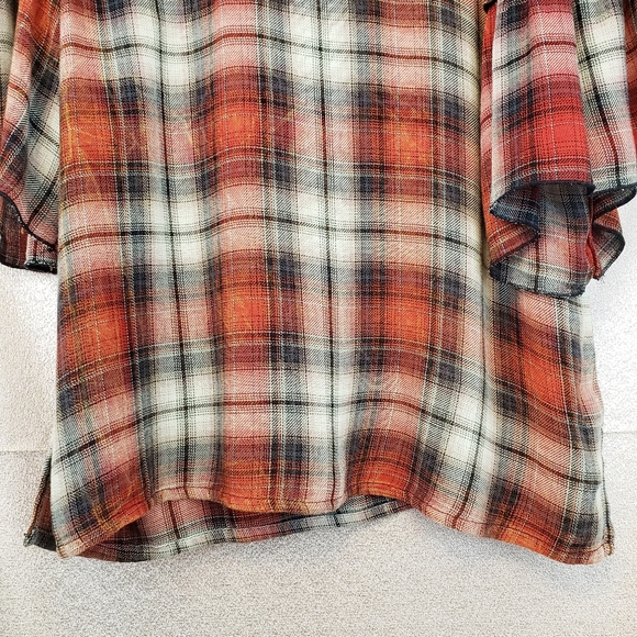 Seven7 Plaid Peplum Sleeve Blouse Medium - Picture 4 of 8